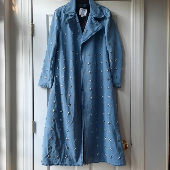Free People x Understated Star Studded Denim Trench New - Picture 4 of 9